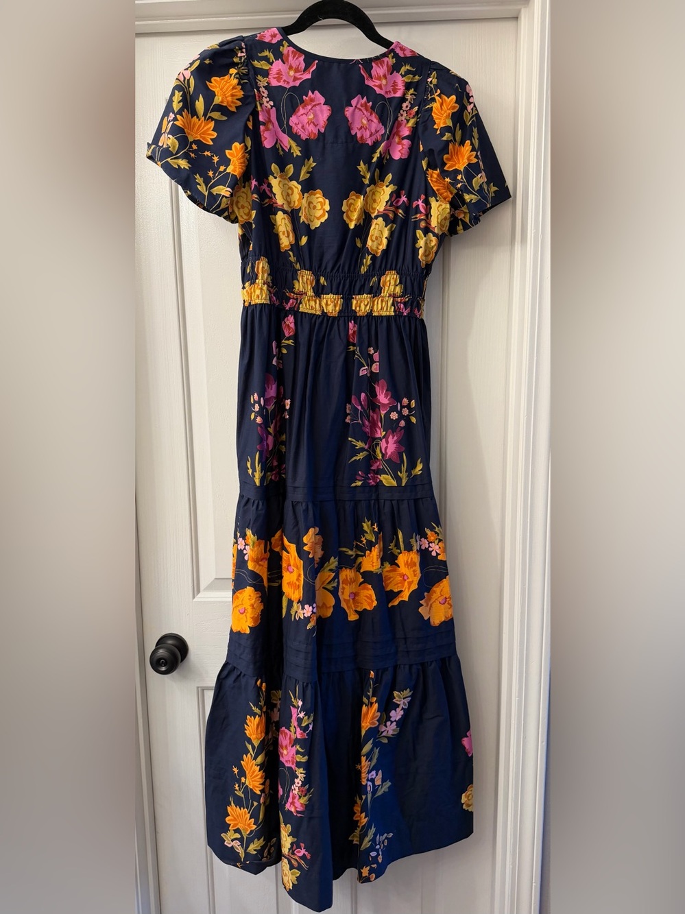 Anthropologie Somerset Maxi Dress Navy with Pink & Orange Floral - Picture 4 of 6